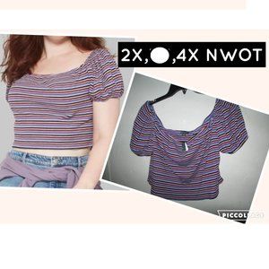 New 2X  Wild Fable Striped Crop Top cute From Target Shirt Juniors Fit